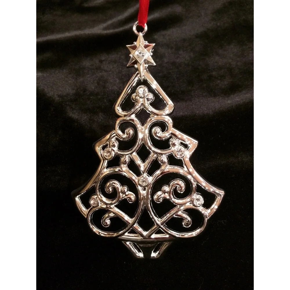 Vintage Lenox Sparkle & Scroll Clear - Silver Christmas Tree Ornament